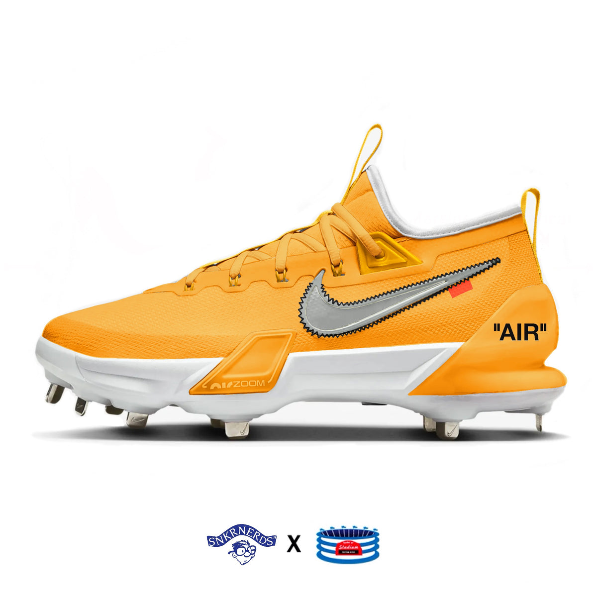 Golden Yellow Force OW Nike Force Zoom Trout 9 Elite Cleats Stadium Custom Kicks