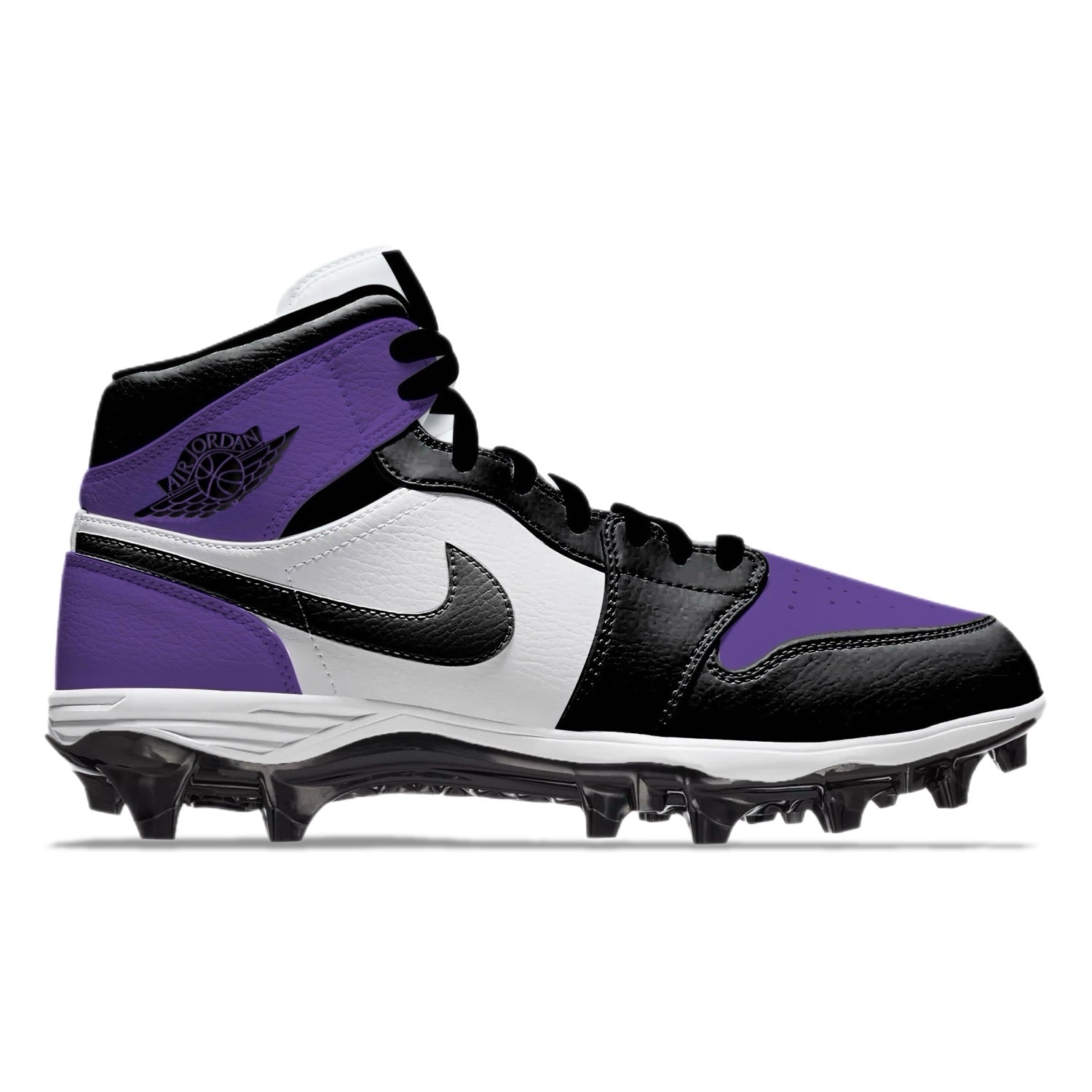 Jordan ゴルフシューズ ブラック/パープル Purple Toe” Jordan 1 TD Cleats – Stadium Custom Kicks