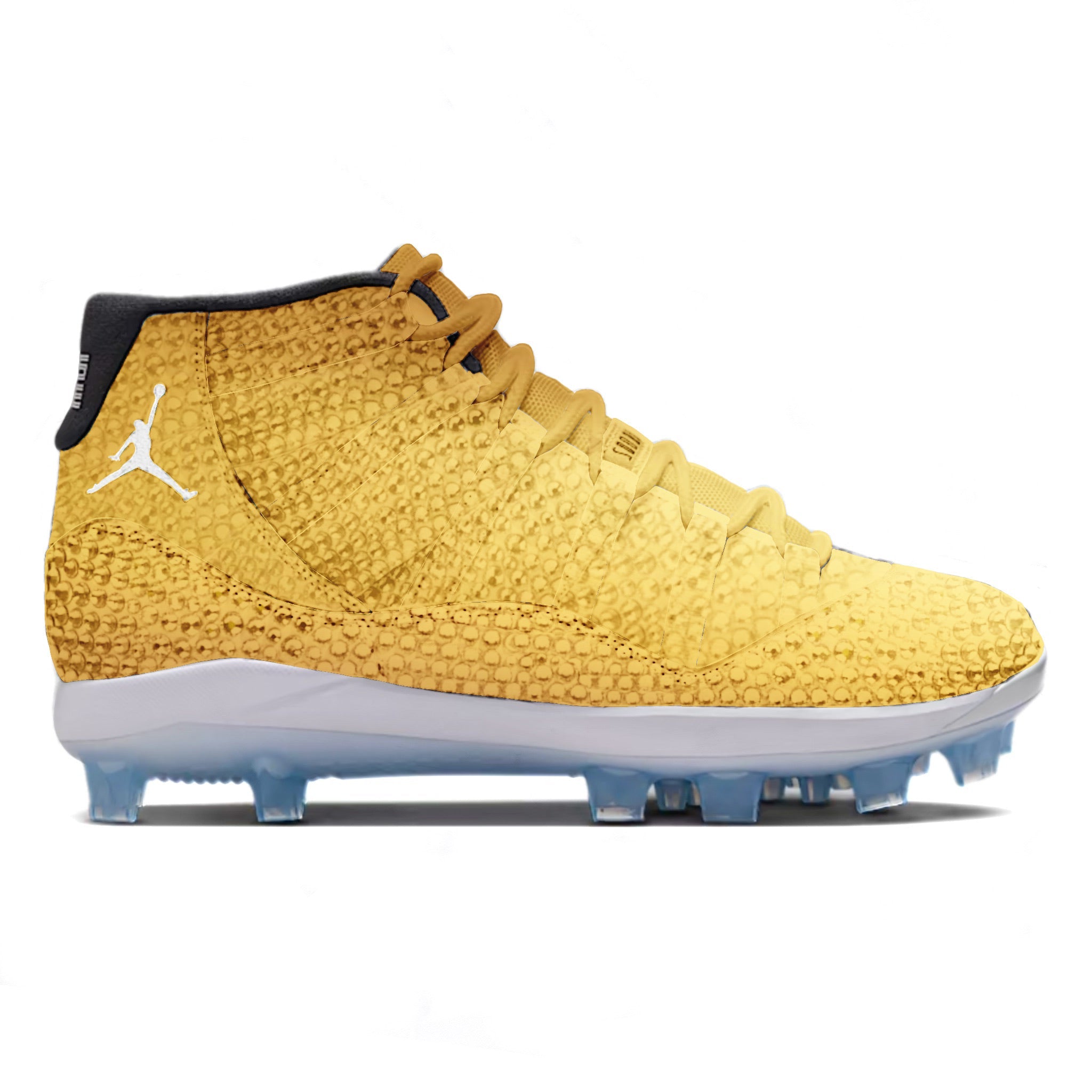 gold jordan 11 cleats