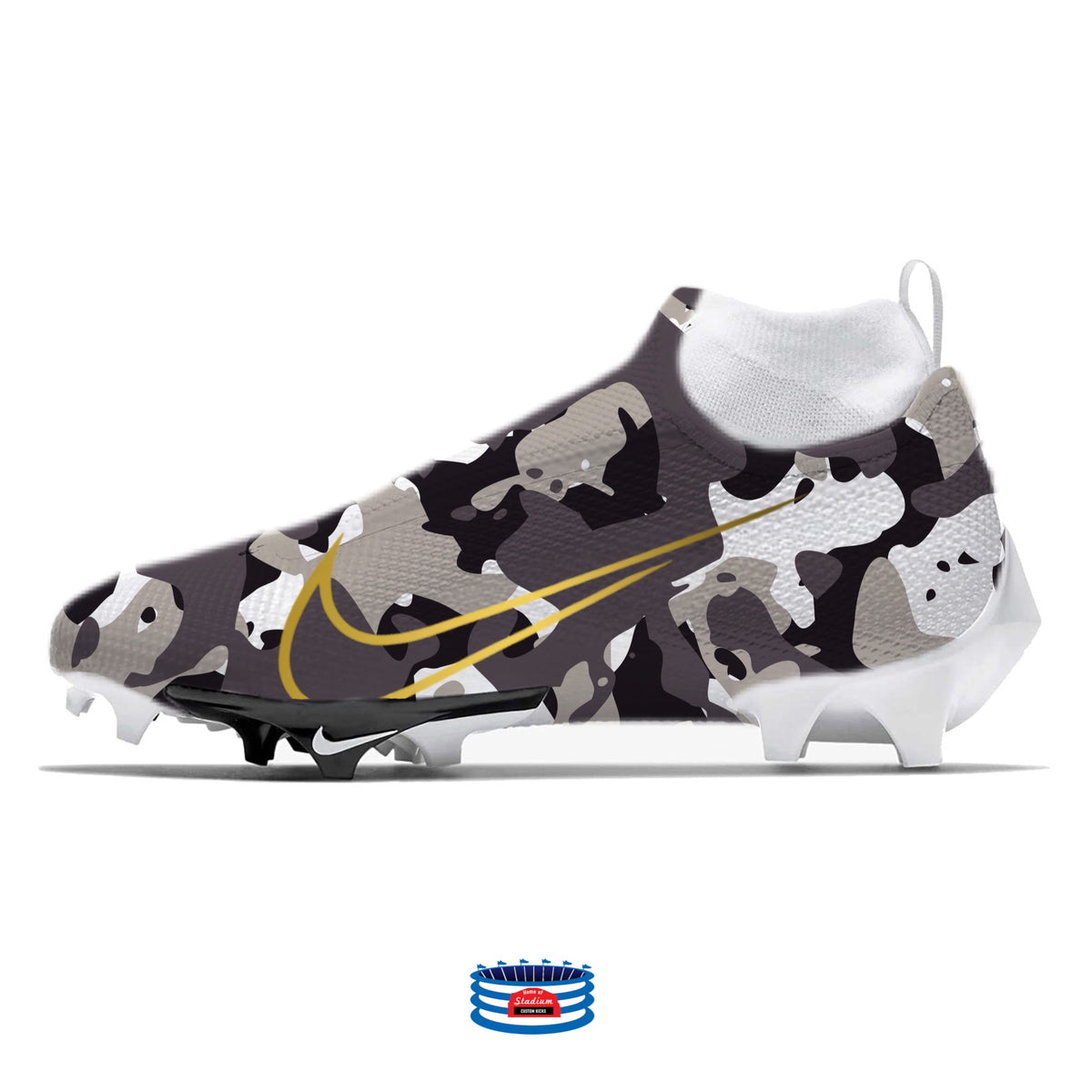 Golden Gray Camo Nike Vapor Pro 360 Cleats Stadium Custom Kicks 9009