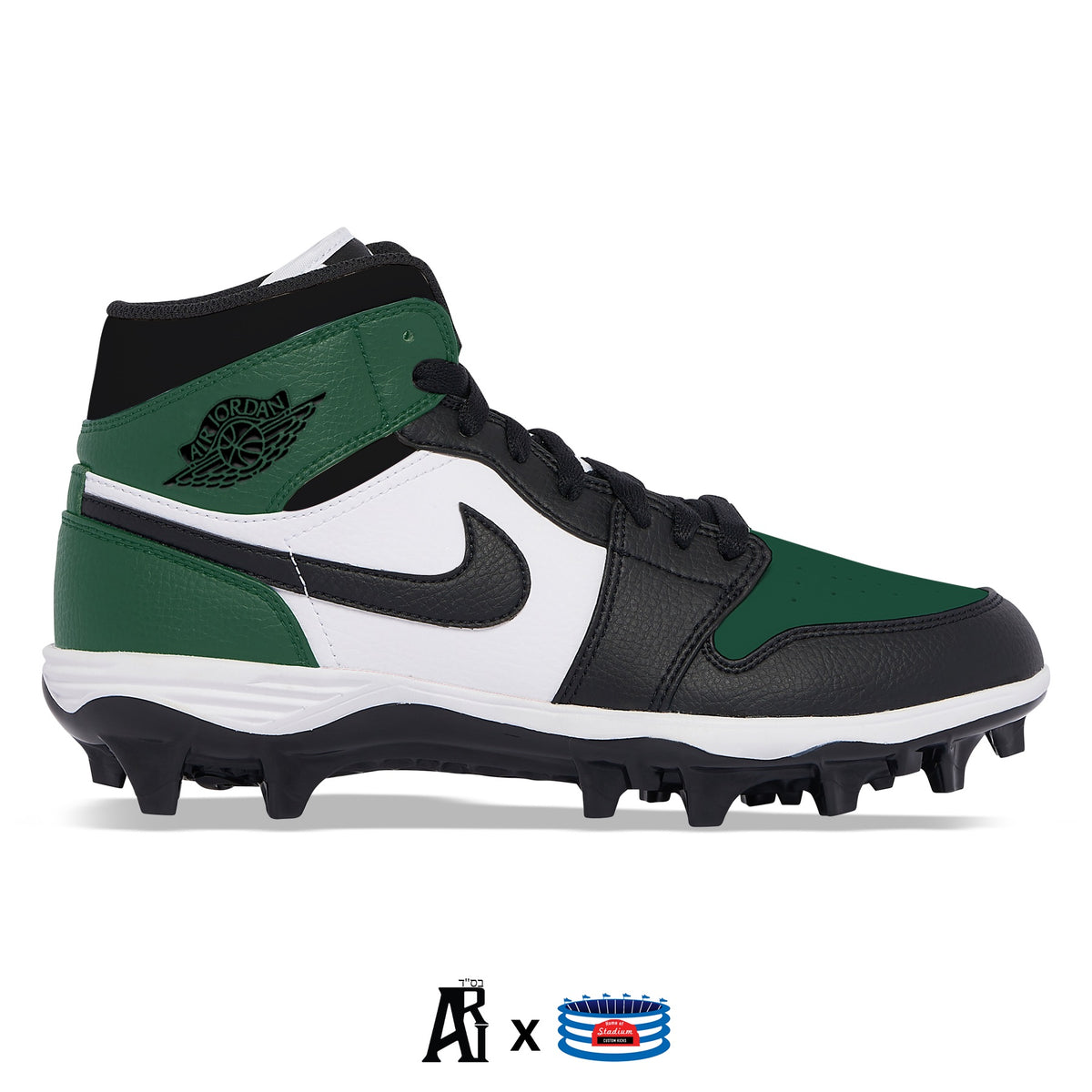 Pine Green Jordan 1 TD Cleats Stadium Custom Kicks