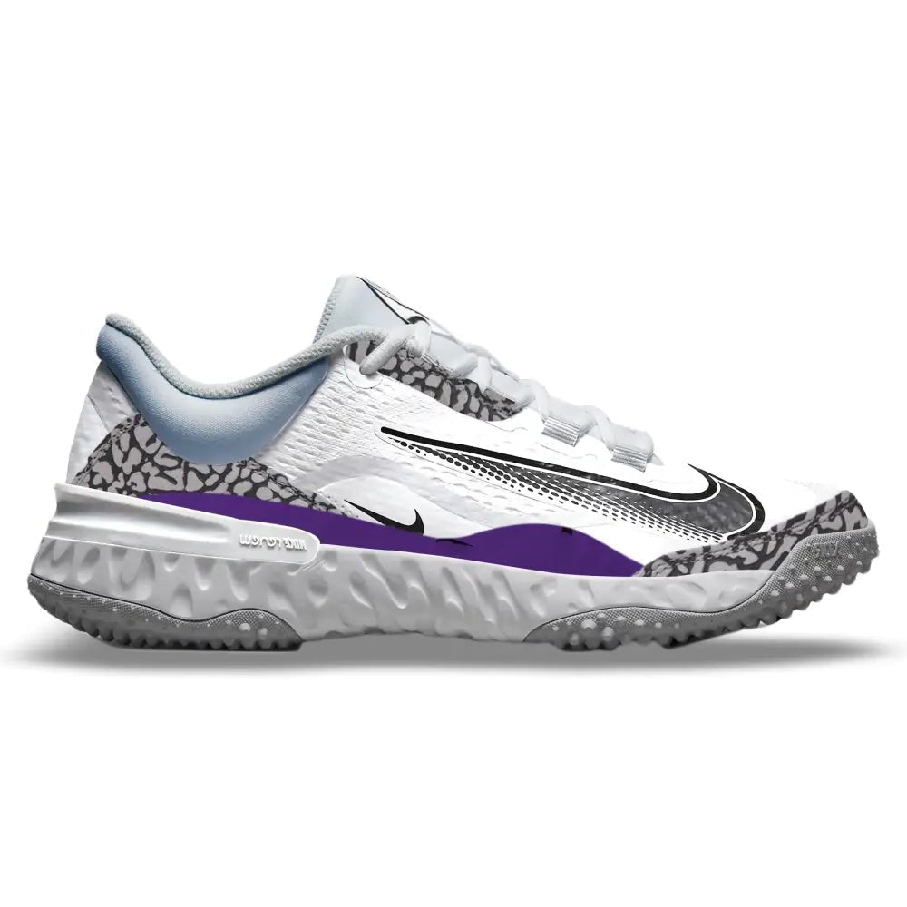 Purple Cement Nike Alpha Huarache Elite 4 Turfs | Stadium Custom Kicks