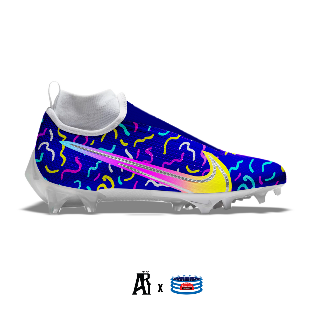 Neon Abstract Lines Nike Vapor Pro 360 Cleats Stadium Custom Kicks