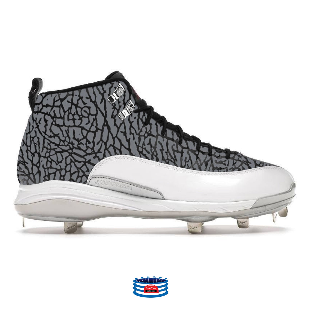 White Cement Jordan 4 Retro Cleats – Stadium Custom Kicks