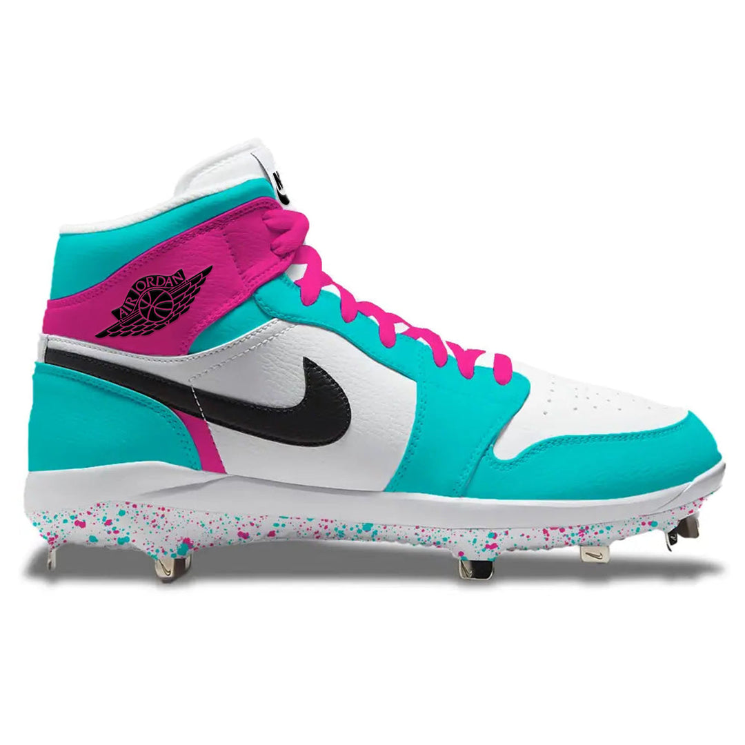 Colorful Jordan 1 Retro Cleats with vibrant design and sporty look