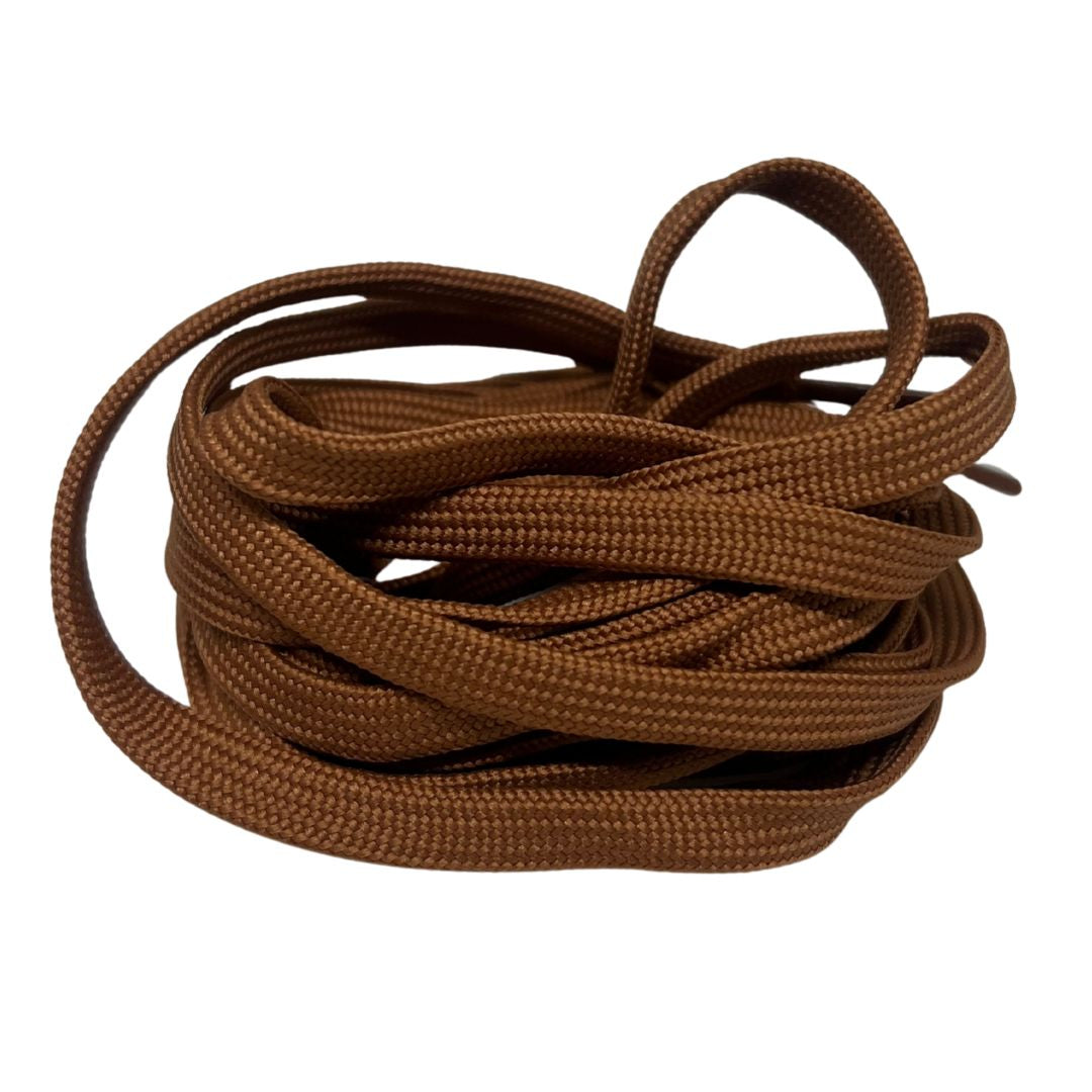 Brown shoelace on a white background