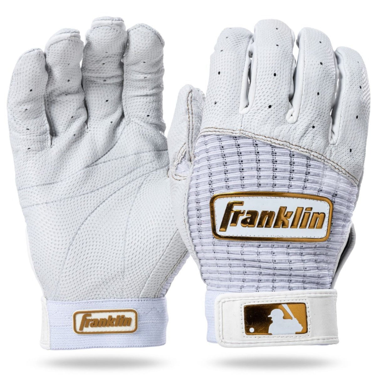 White baseball gloves with Franklin logo on a white background