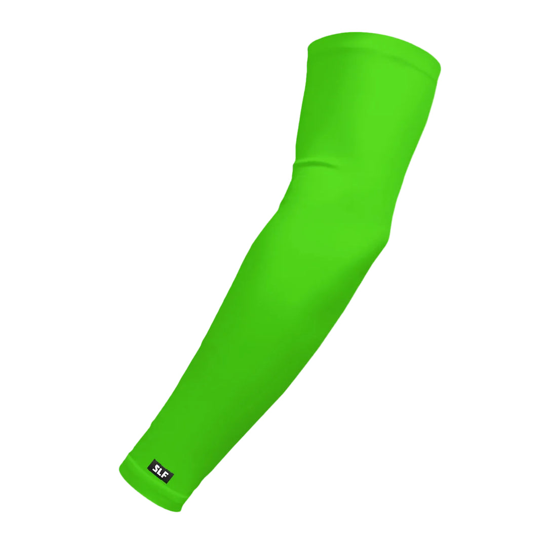 Neon green arm sleeve on a light gray background