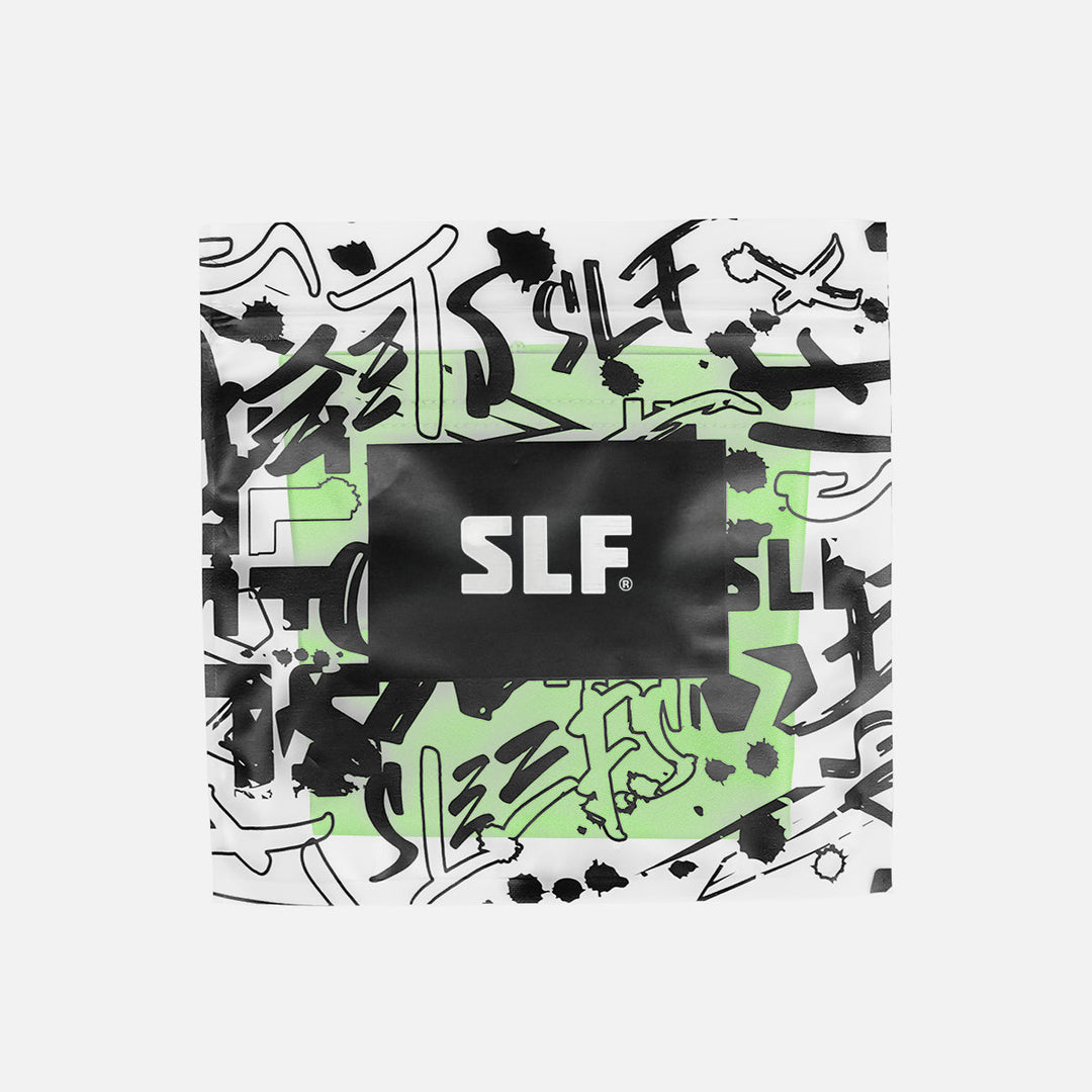 Product packaging with 'SLF' branding on a white background