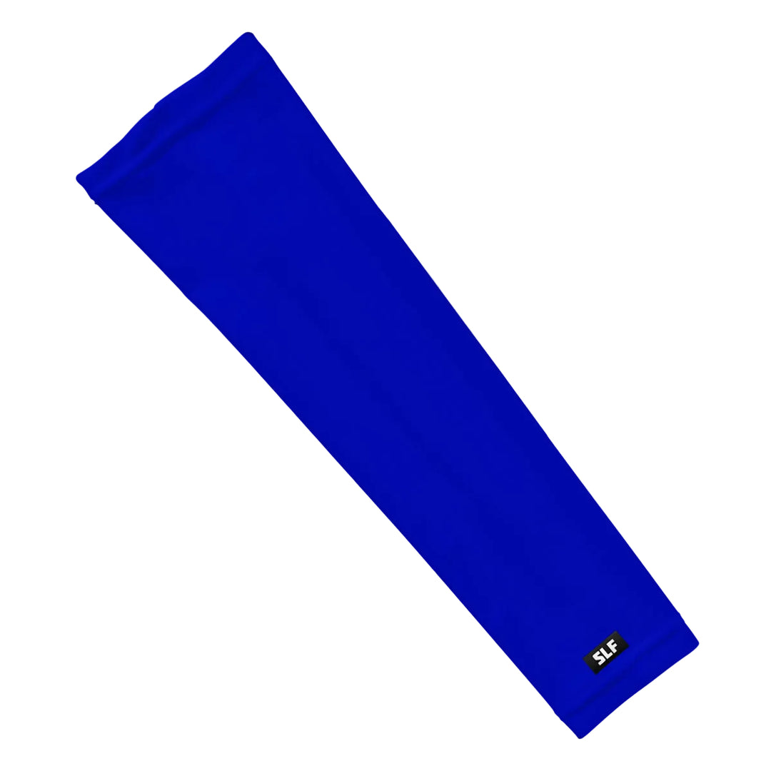 Royal blue arm sleeve with a brand logo on a white background