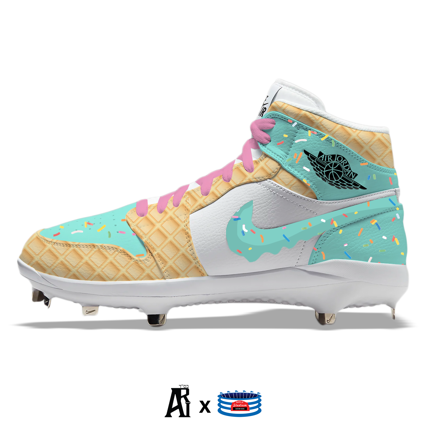 Waffle Cone Jordan 1 Retro Cleats Stadium Custom Kicks