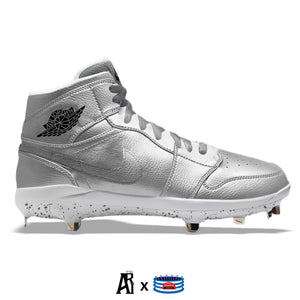 "Metallic Silver" Jordan 1 Retro Cleats