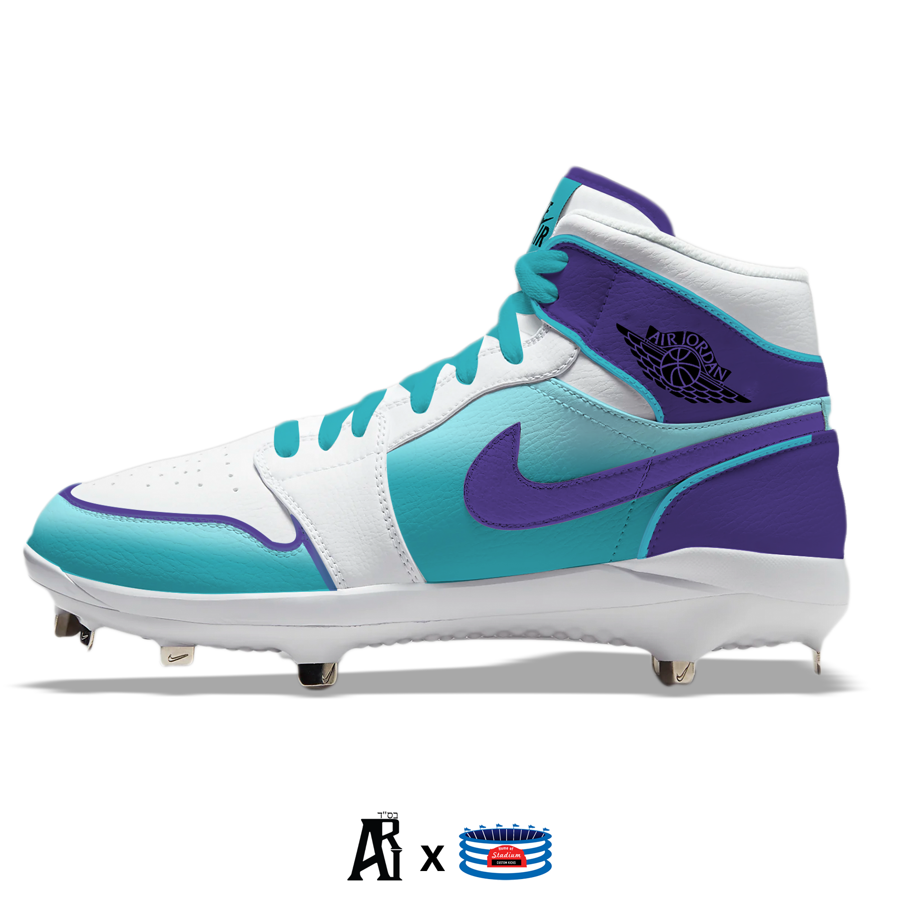 Reverse Bel Air Jordan 1 Retro Cleats Stadium Custom Kicks