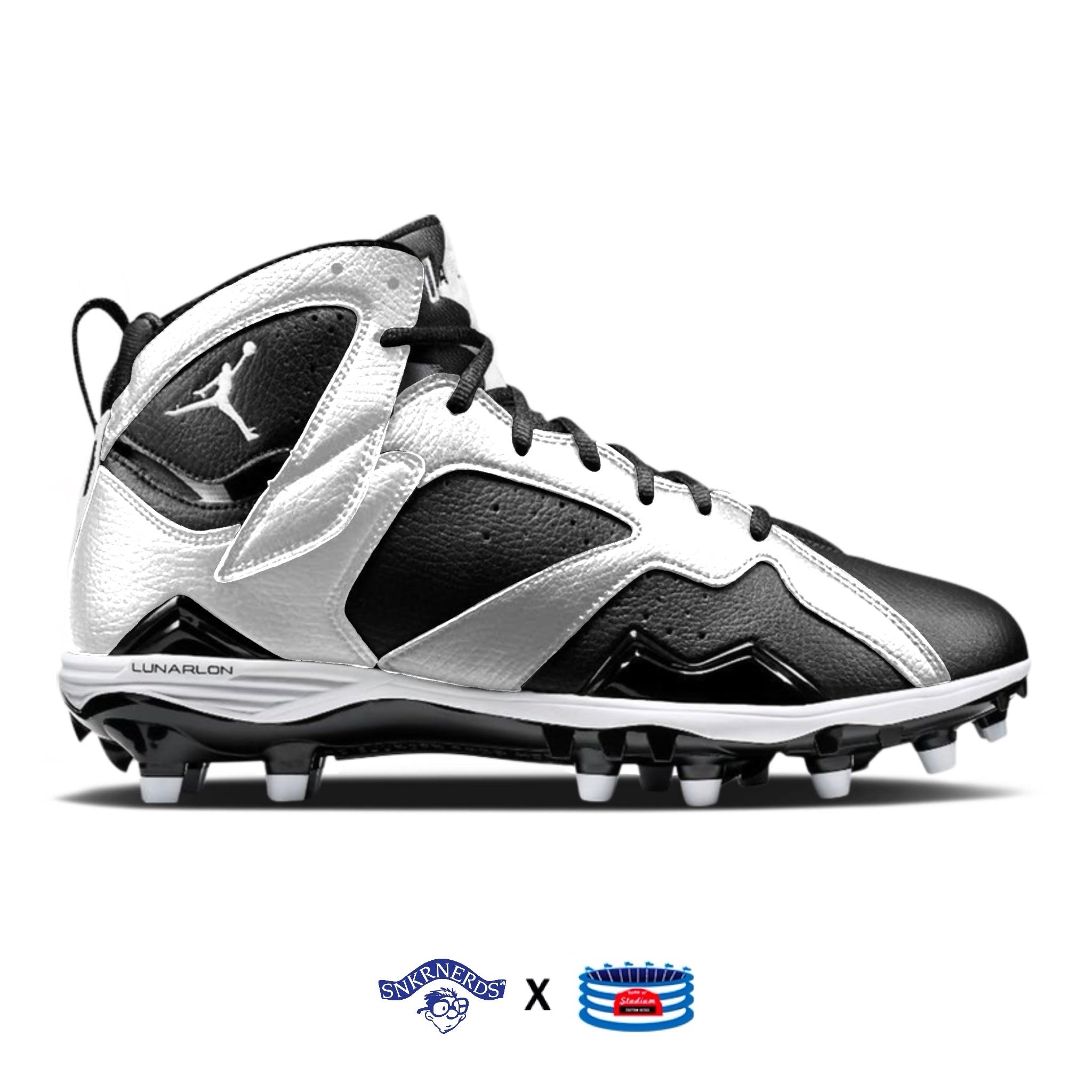 Silver Black Jordan 7 Retro TD Cleats 9.5