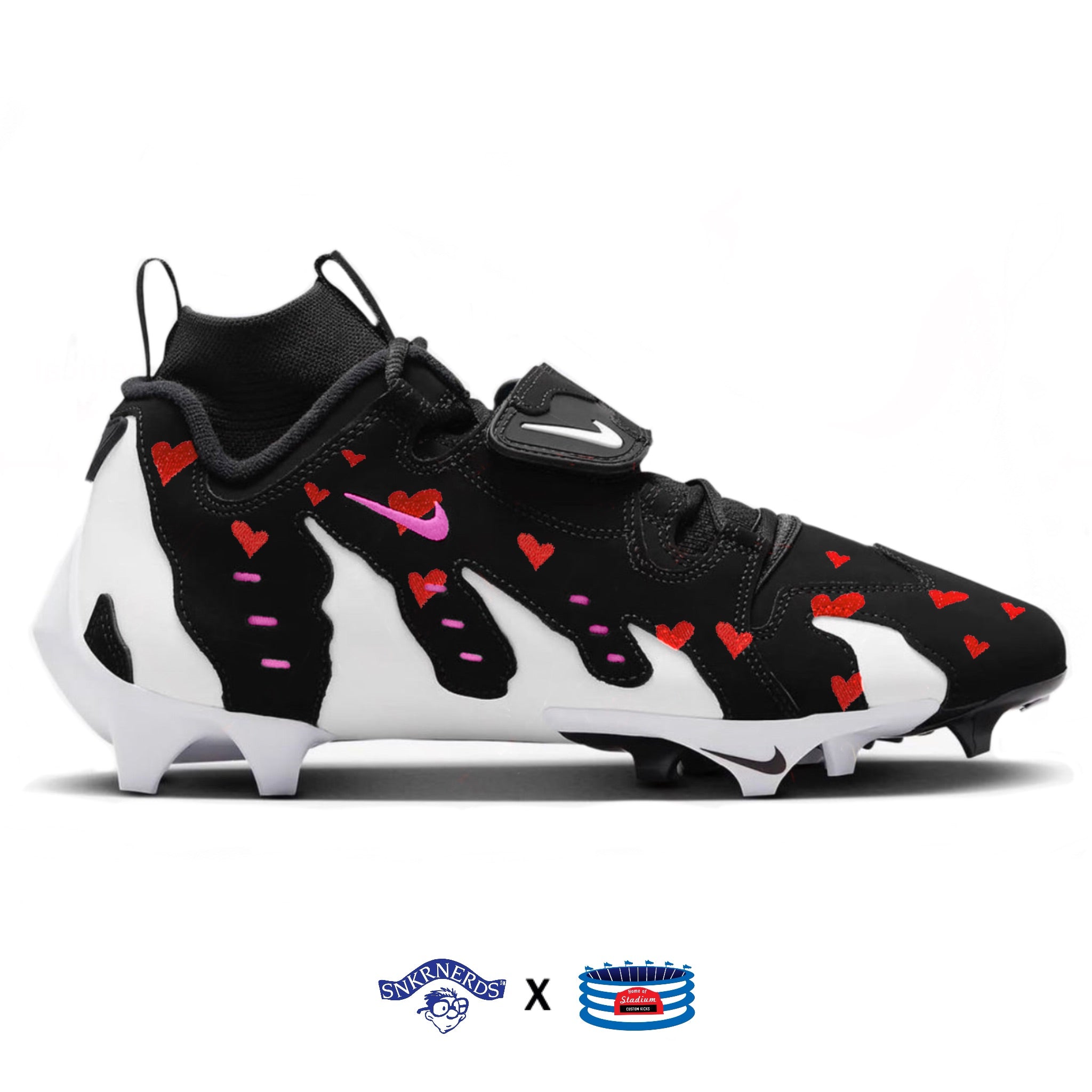 Pink and fashion black football cleats