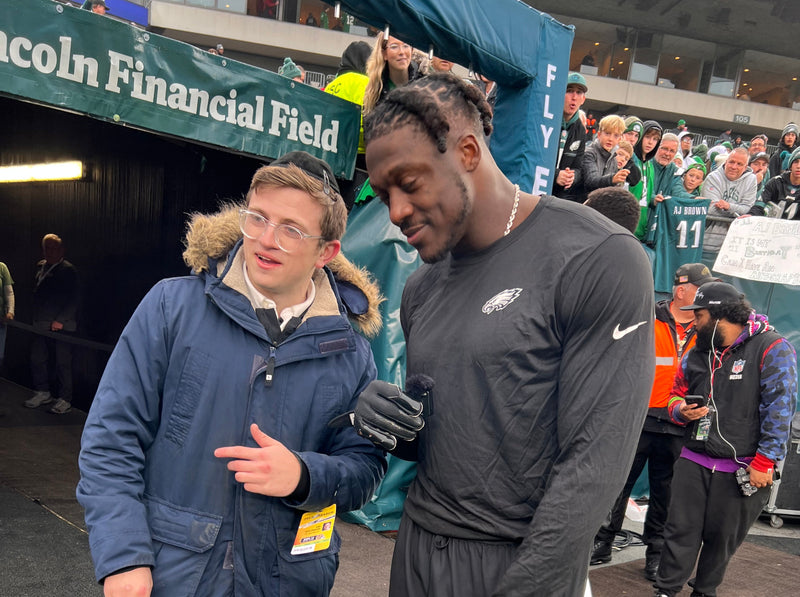 AJ Brown interview for my cause, my cleats on the football field sidelines