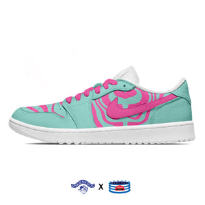 "Aqua Abstract" Jordan 1 Golf Shoes