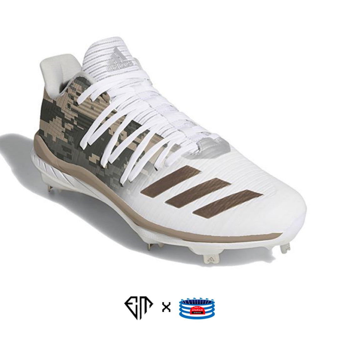 Adidas Army Adizero Afterburner 6 Cleats baseball spike with white and navy design