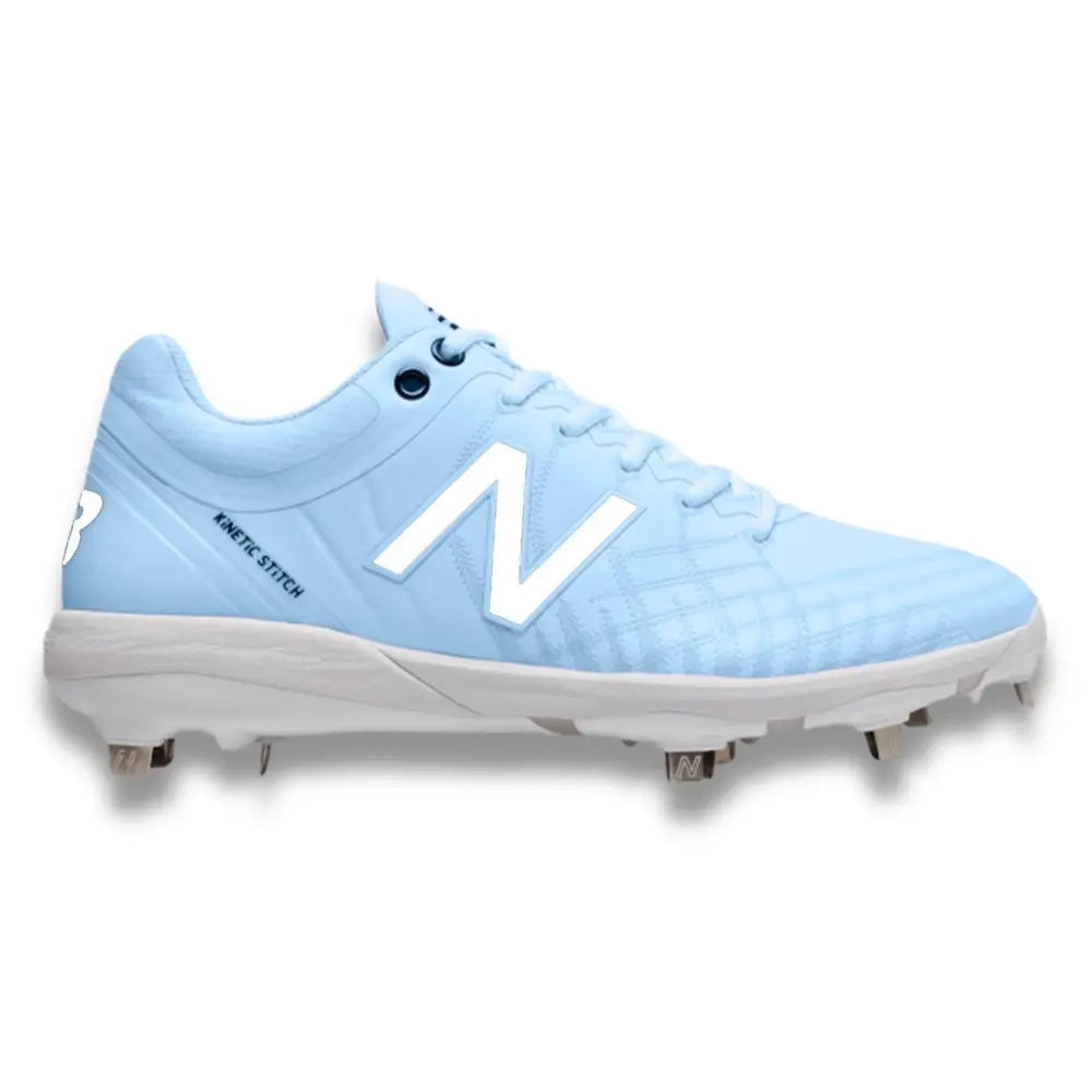 Light blue New Balance 4040v5 baseball cleat displayed in Baby Blue Pastel product