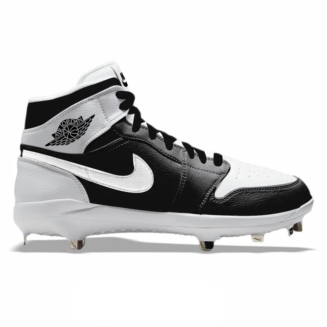 "Black & White" Jordan 1 Retro Cleats