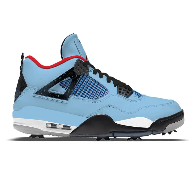 Light blue Air Jordan golf shoe from the Cactus Jordan 4 Retro Golf Shoes collection