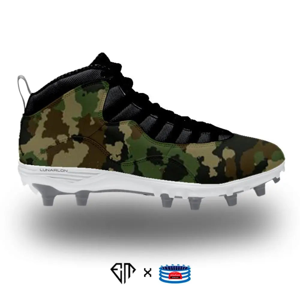 Camouflage baseball cleat from Jordan 10 TD Mid Cleats collection