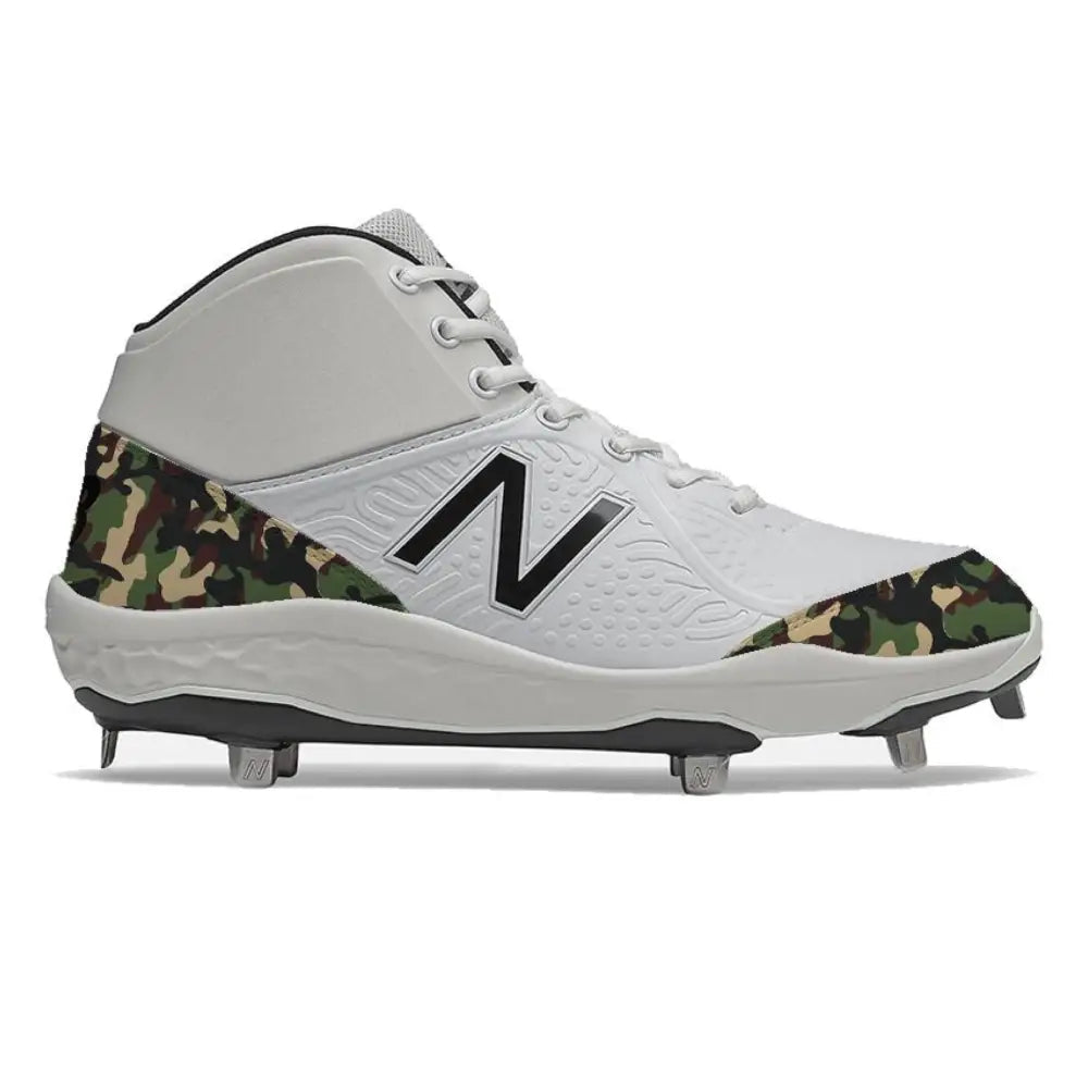 White and camouflage New Balance 3000v5 baseball cleat for competitive sports