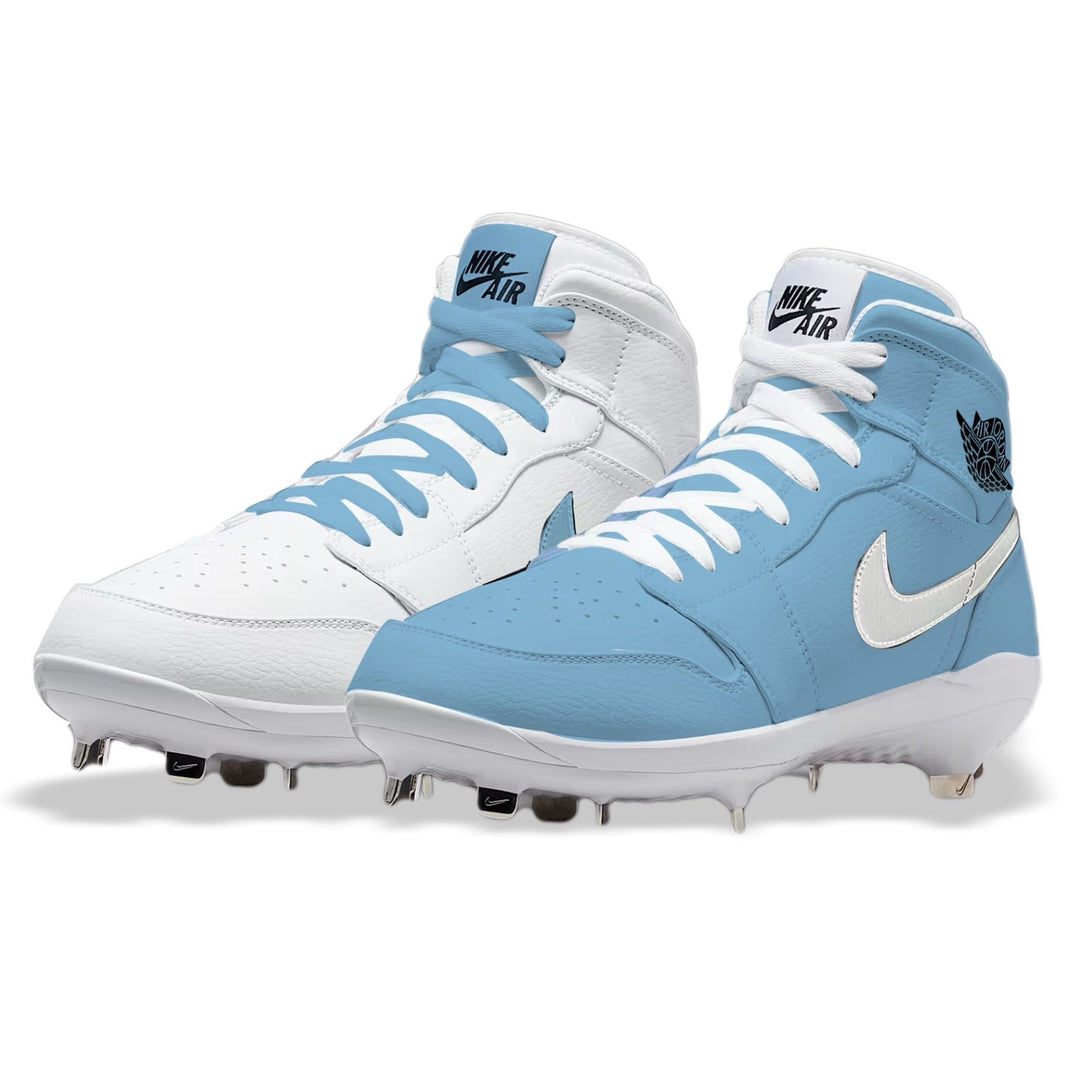 ’Carolina Mismatch’ Jordan 1 Retro Cleats - Cleats