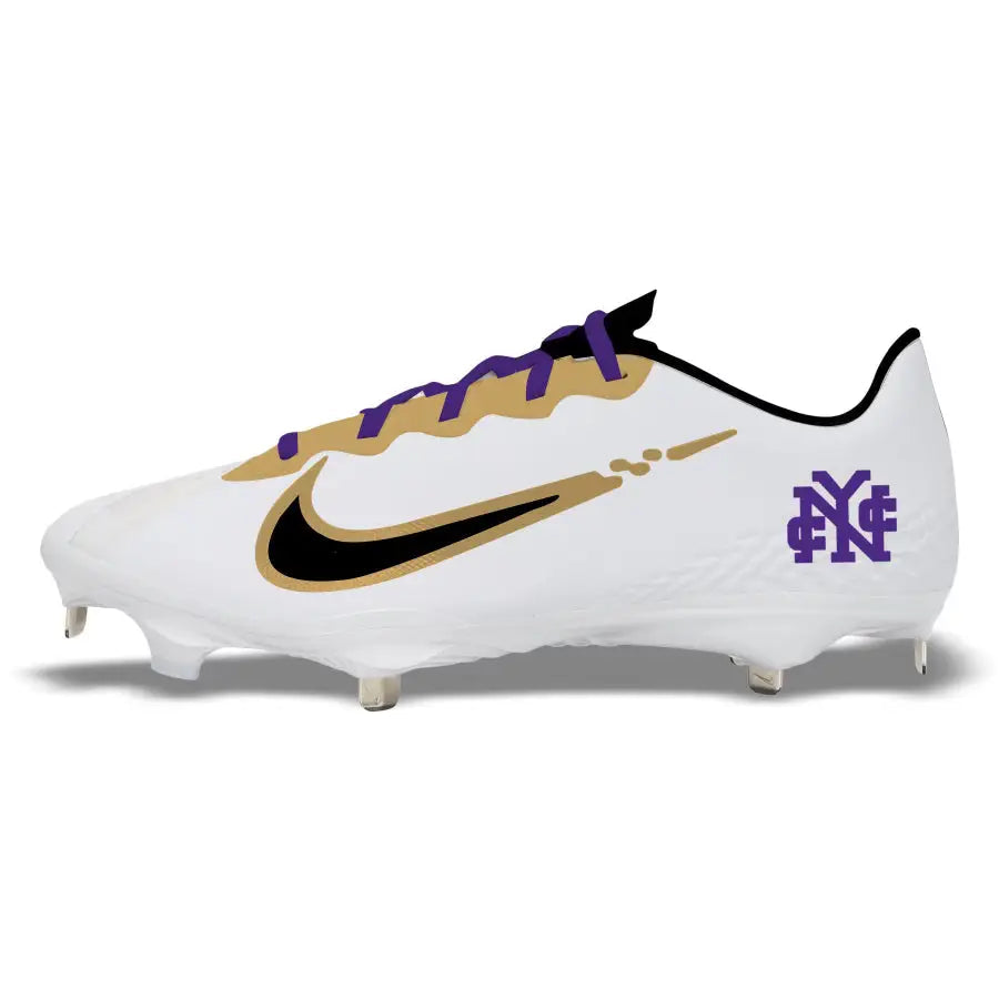 White Nike football cleat from CCNY Gold Nike React Vapor Ultrafly Elite 4 collection
