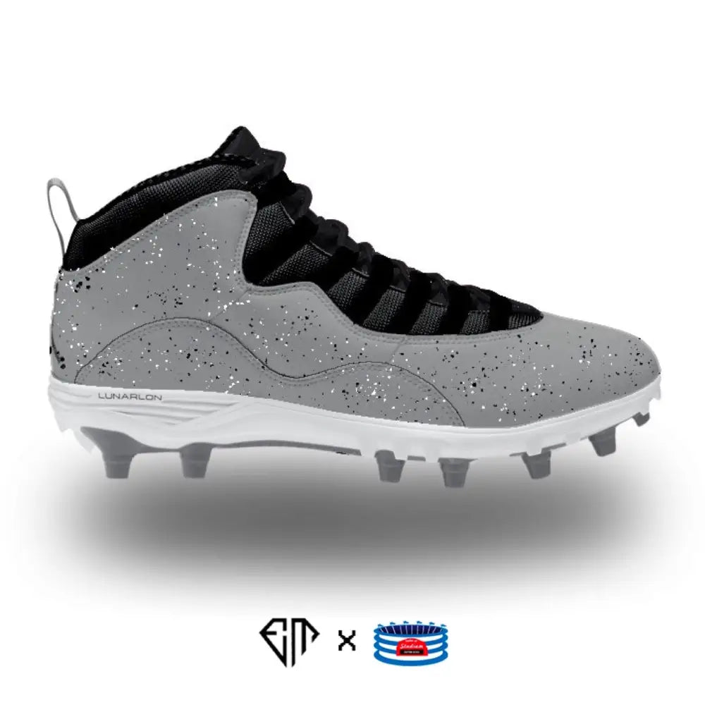 Gray and black baseball cleat from Cement Jordan 10 TD Mid Cleats for optimal performance