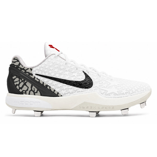White star print with grey cement Nike Kobe 6 cleats side view by Stadium Custom Kicks