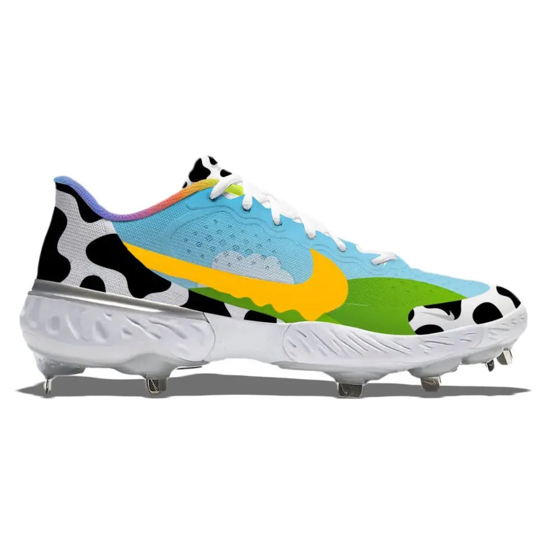 Cow-patterned Nike baseball cleat from Chunky Dunky Nike Alpha Huarache Elite 3 Low Cleats