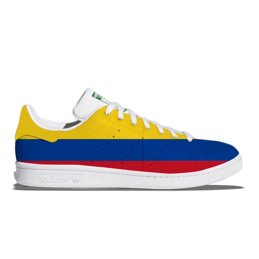 Colombian flag Adidas Stan Smith casual shoes on display