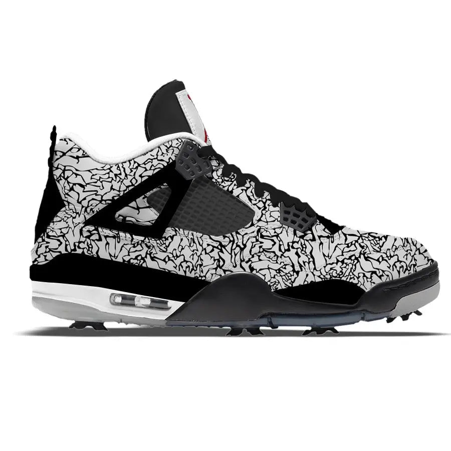 Black and white patterned Athletic Shoe from Crazy Elephant Jordan 4 Retro Golf Shoes