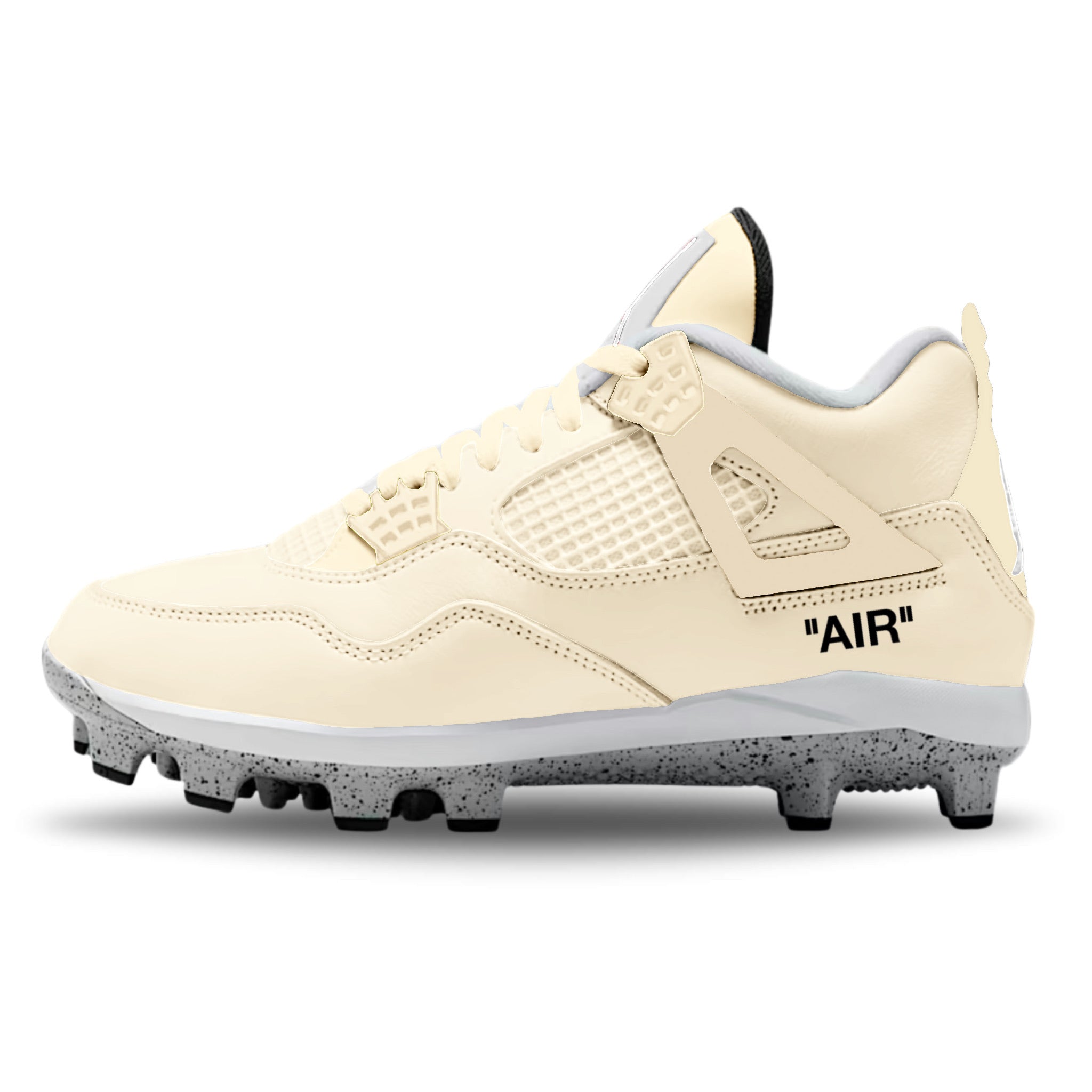 Beige sneaker with 'Air' text on a white background