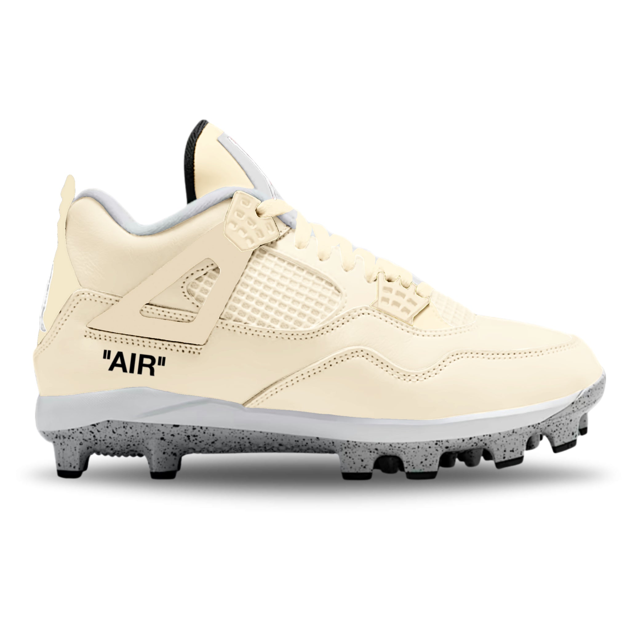 Beige sneaker with 'Air' text on a white background