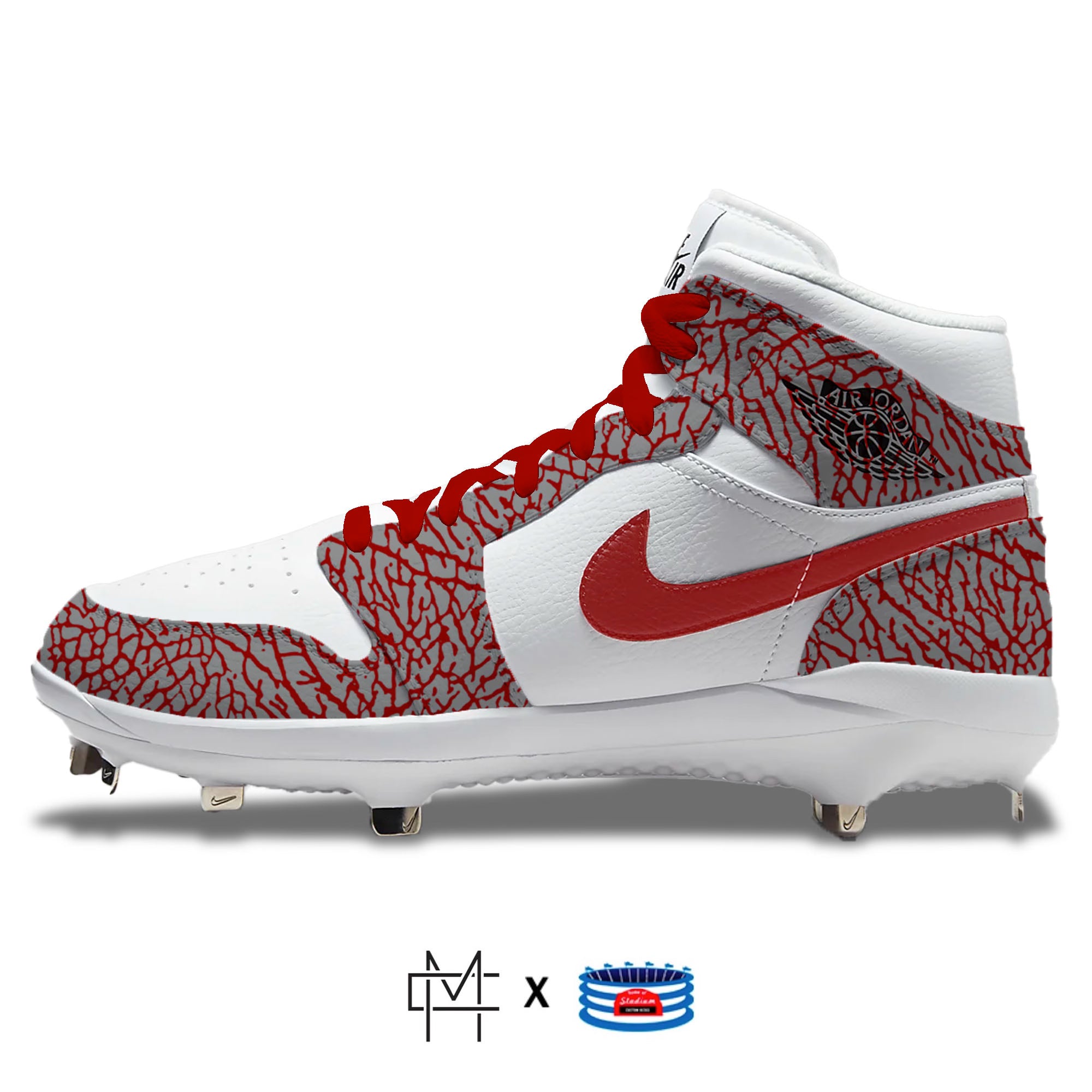 Crimson Elephant Jordan 1 Retro Cleats Plastic MCS Mid Top 16