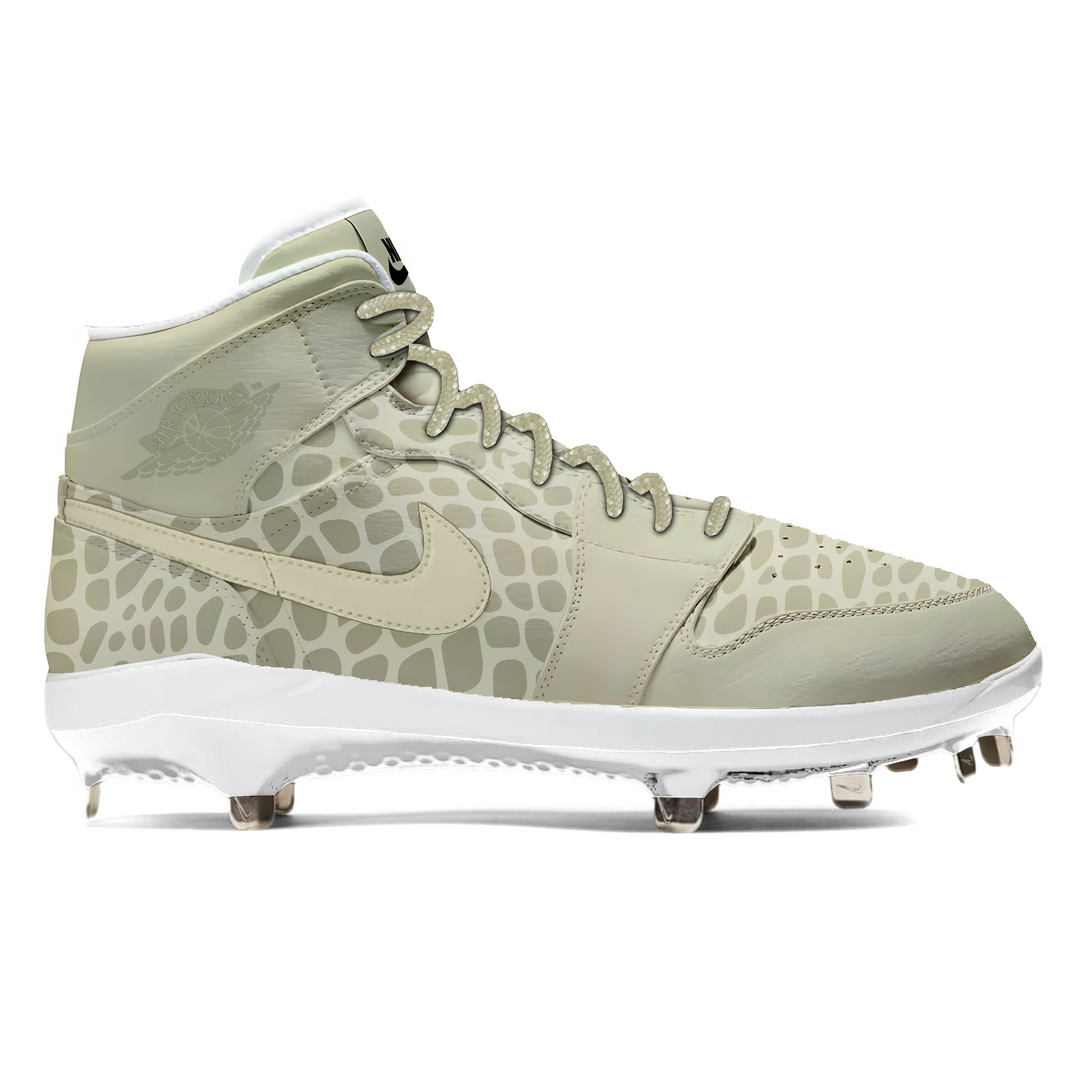 snake skin design baseball cleans in a desert cream color.