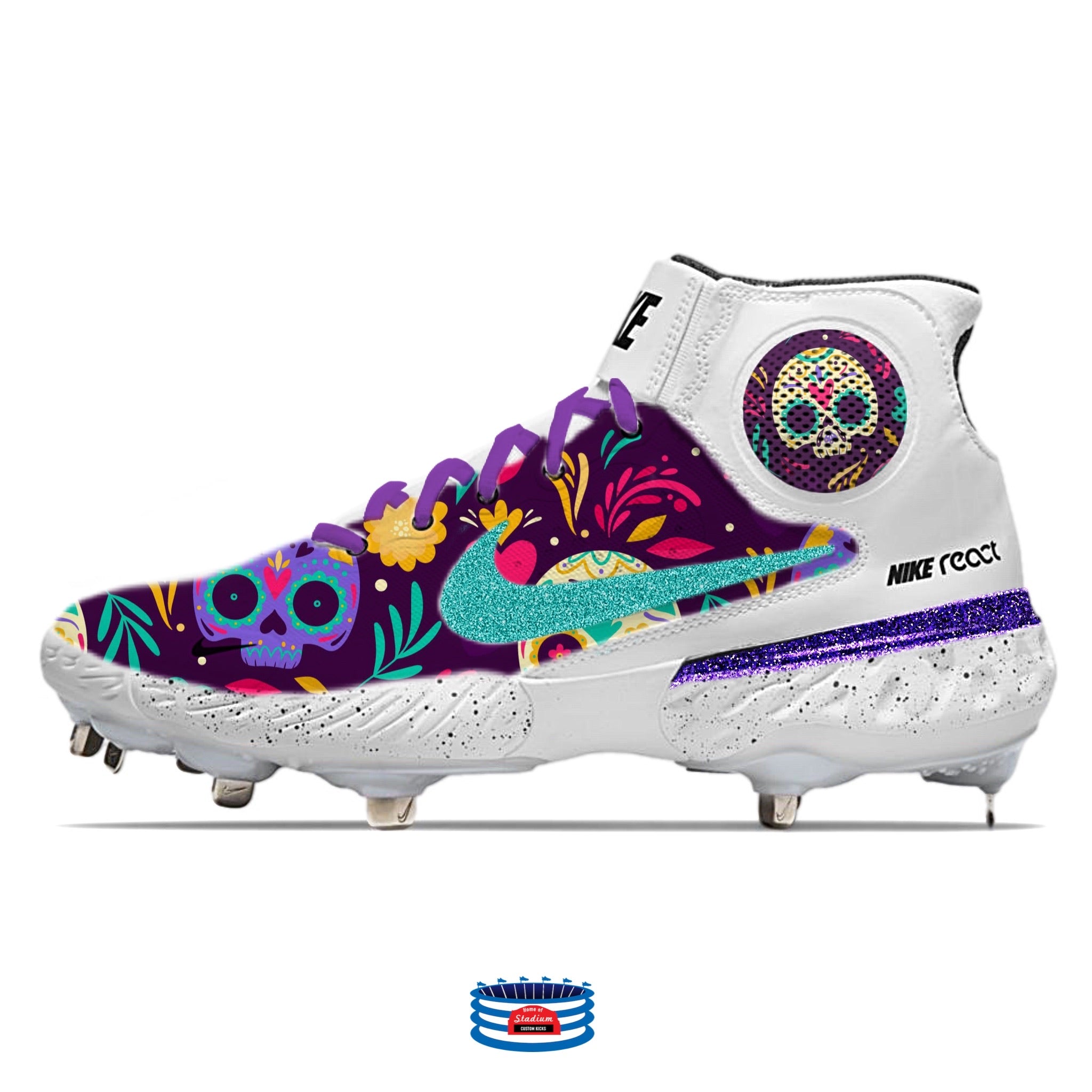 Dia de los Muertos Nike Alpha Huarache Elite 3 Mid Cleats Stadium Custom Kicks