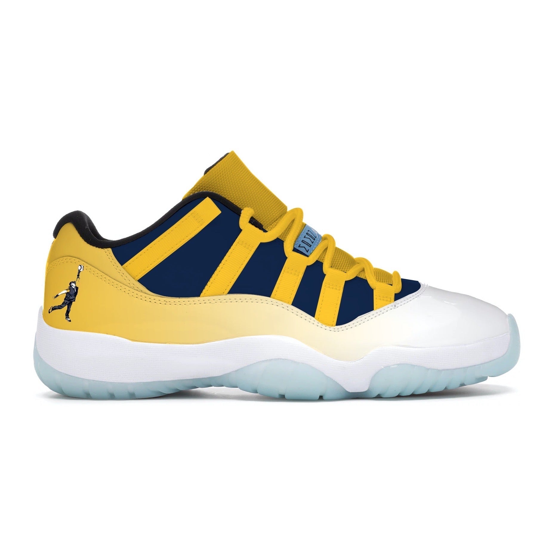 Digital Mockup of yellow and navy blue sneaker for product display