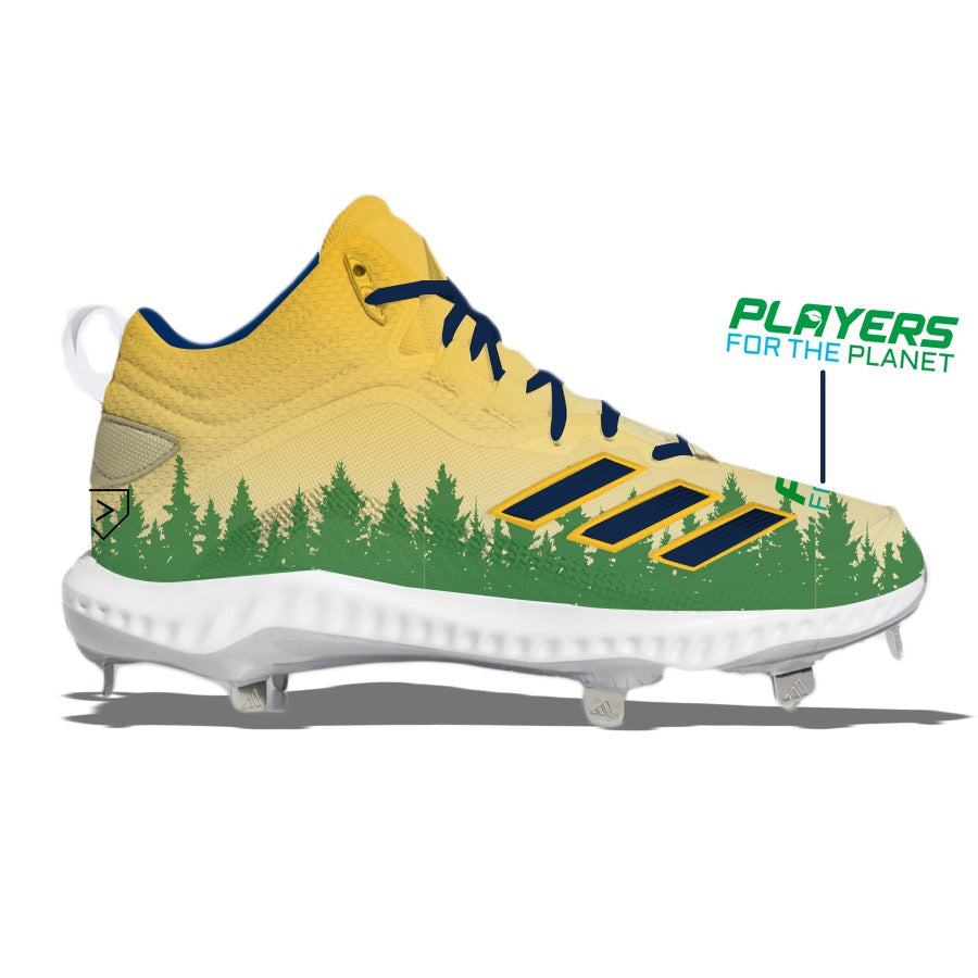 Digital Mockup of a baseball cleat with a detailed forest design