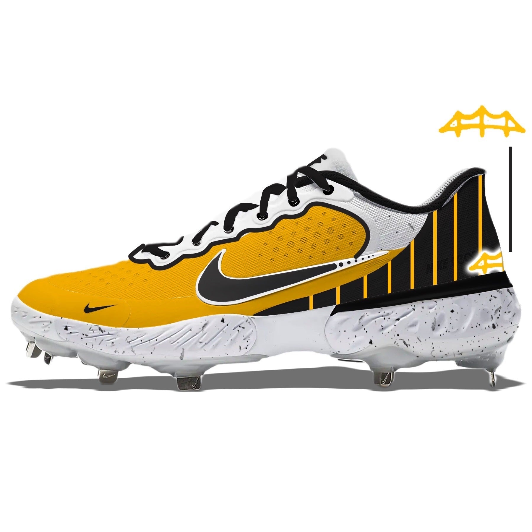 Yellow and black baseball cleat displayed in Digital Mockup for product visualization