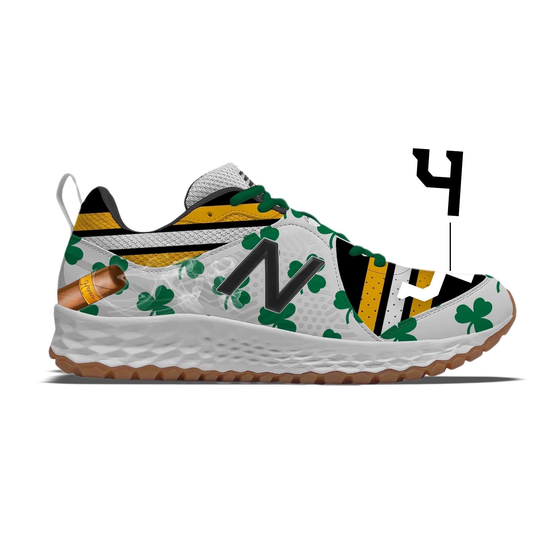 Decorated New Balance sneaker displayed in digital mockup for product showcase