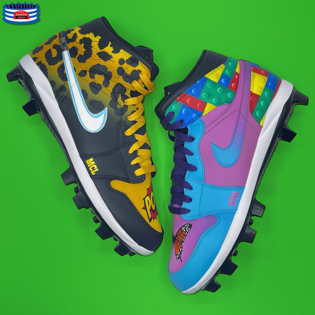 Full Custom Nike cleats showcasing personalized design and vibrant colors
