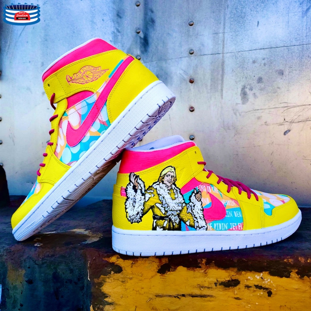 Customized yellow and pink sneakers from Full Custom product line