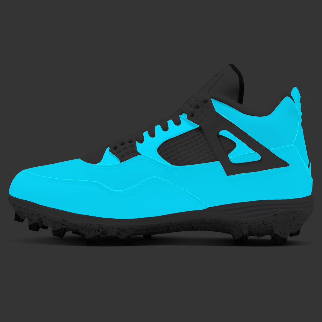 "Glow Up Blue" Jordan 4 Retro TD Football Cleats