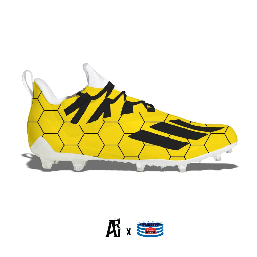 Yellow and black Adidas Adizero 11.0 Football Cleats in Honeycomb design