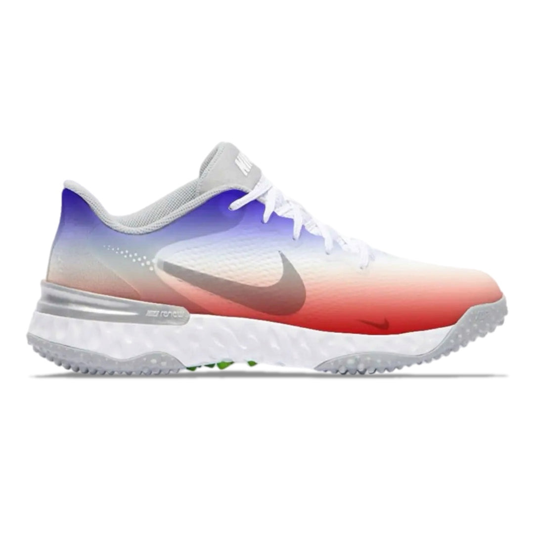 Baseball turf shoe with gradient design on a white background