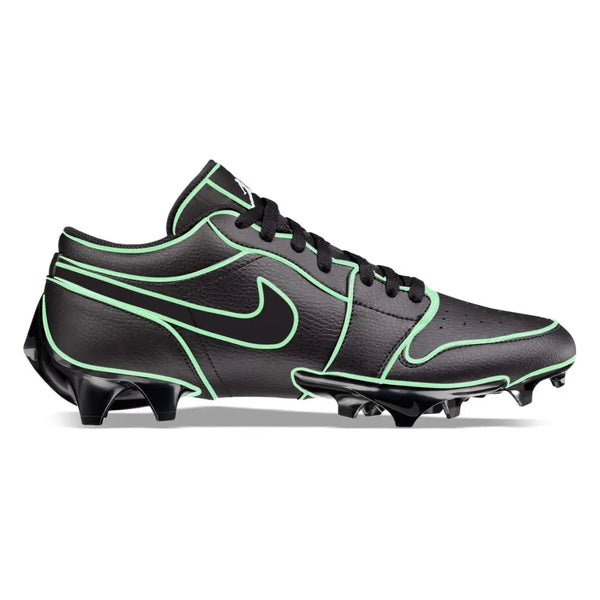 Mint Green Lines Jordan 1 Vapor Edge Low Cleats | Stadium Custom Kicks
