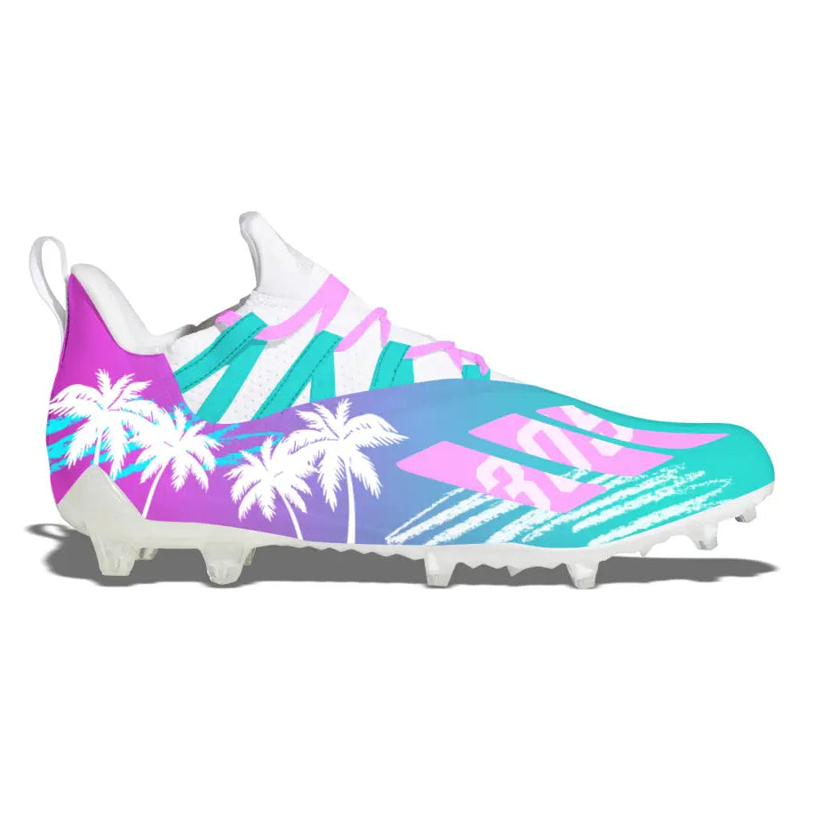 Miami-themed Adidas Adizero 11.0 Football Cleats for high-performance gameplay